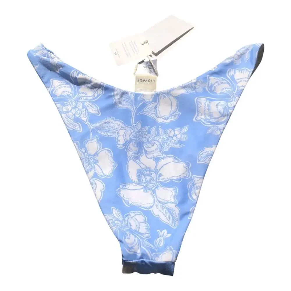 L*Space Eco Chic Bitsy Cut Bikini Bottom Bali Bloom Print Women’s Medium NWT